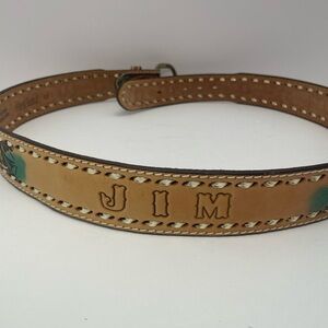 42 inch Top Grain Leather Tooled Belt with “Jim” on belt